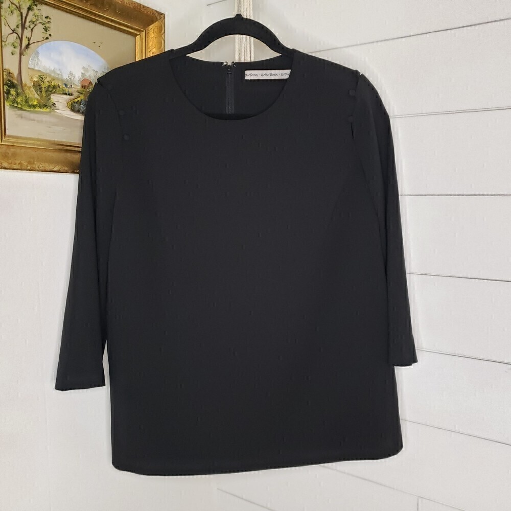 & Other Stories Black Button Shoulder 3/4 Sleeve Blouse Size 10